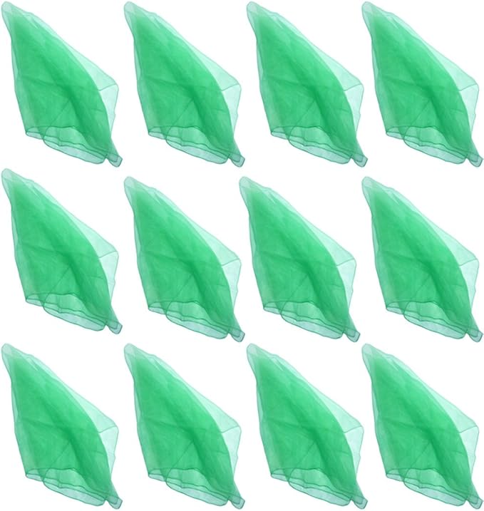 Hoerev Pack of 12 Approx. 24" x 24" Juggling Dancing Scarves Floaty Scarves,Single Colors, 12pcs Green