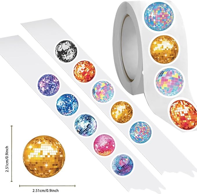 500pcs Cool Disco Ball Stickers - Vintage Retro Stickers, 1 Inch Self-Adhesive for Laptop, Luggage, Scrapbook, Bottles, Crafts & Decor