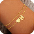 Heart Initial Bracelets for Women Girls - 18K Gold Plated A-Z Initial Bracelet Dainty Gold Bracelets for Women Teen Girl Gifts Trendy Stuff