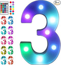 Foaky Colorful LED Number Lights with Remote,MarqueeLight Up Number Sign for Night Light Wedding/Birthday Party Battery Powered Christmas Lamp Home Bar Decoration (3)