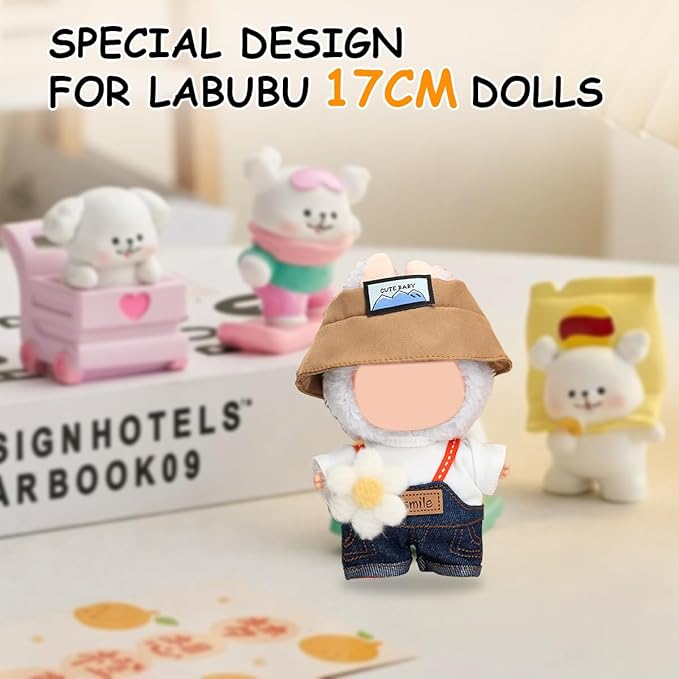17cm Doll Clothes Set, Premium Jeans & Knitted Sweater Outfit for 17cm 15cm Dolls, Cute Dress Up Fashion, No Doll Included (Spring, 17cm/15cm)