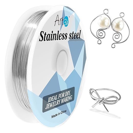 Art3d 18 Gauge Stainless Steel Wire, Bendable Soft Crafting Wire for Jewelry Making Earring Beading DIY Wrapping Sculpting - 120 FT Silver