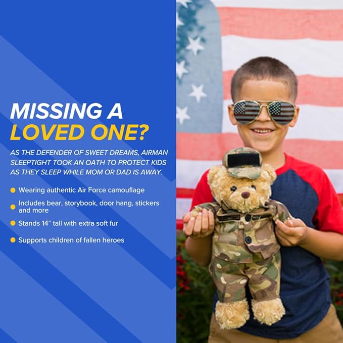 ZZZ Bears Airman Sleeptight Air Force Teddy Bear with Storybook & Sleep System, Comforting Gift for Air Force Kids, Helps with Bedtime Routine, Deployment Separation & Emotional Support