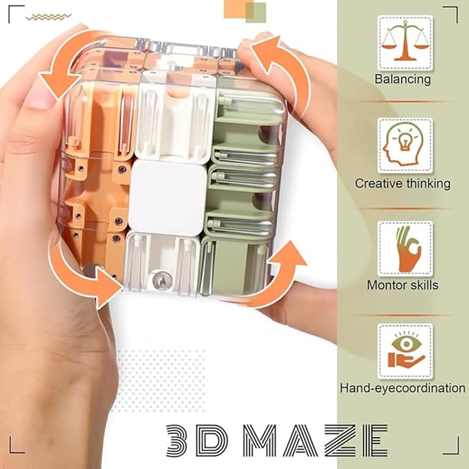 Large Labyrinth 3D Puzzle Maze Cube - Engaging Brain Teaser Toy, High Difficulty Puzzle, 3D Magic Cube Maze Ball Puzzles - Spatial Awareness Brain Training Toy ﻿(1 PC)