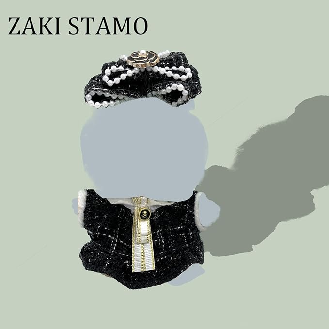 Clothes for Labubu,5 Sets Clothes Compatible with Labubu,Black Dress Outfit + Fake Glasses + Chain,Suitable for 17cm 14cm / 6.7in 5.5in Dolls Accessories