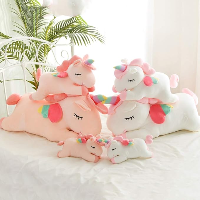 Unicorn Stuffed Animal, Soft Unicorn Plush Hugging Pillow Toy Gifts for Kids (Pink, 15.7 in)