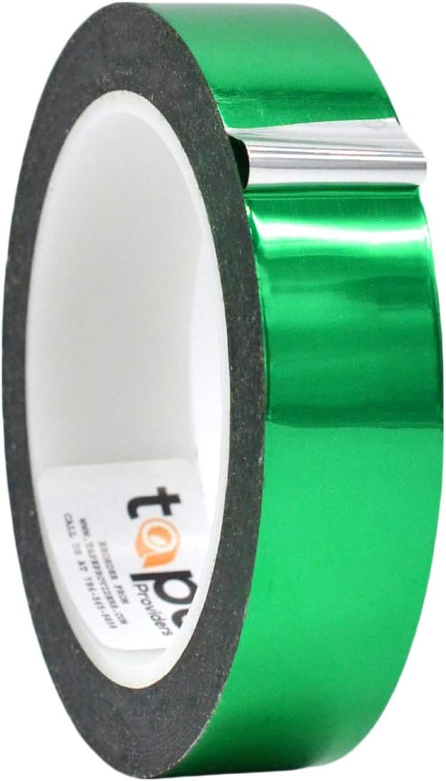WOD MPFT2 Green Metalized Polyester Mylar Film Tape with Acrylic Adhesive, 1 inch x 72 yds. Vibrant Mirror Green Tape, Decor Tape for Detailing Accent Wall, Graphic Arts, Car and Boat Trim