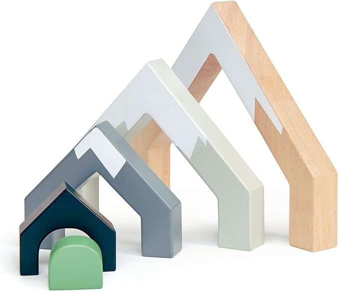 Tender Leaf Toys - Mountain Pass Stack - Stacking Train Tunnel Toy Set for Children - Develop Fine Motor Skills and Creativity for Age 3+