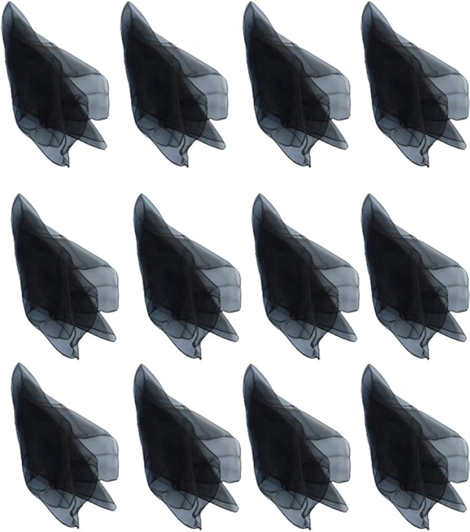 Hoerev Pack of 12 Approx. 24" x 24" Juggling Dancing Scarves Floaty Scarves,Single Colors, 12pcs Black