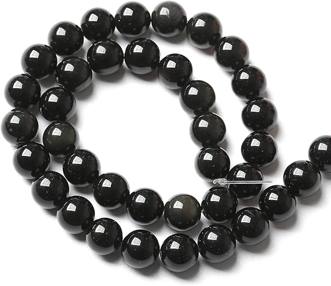 4MM 86PCS Natural Stone Black Obsidian Gemstone Loose Beads for Jewelry Making DIY Bracelet 1 Strand