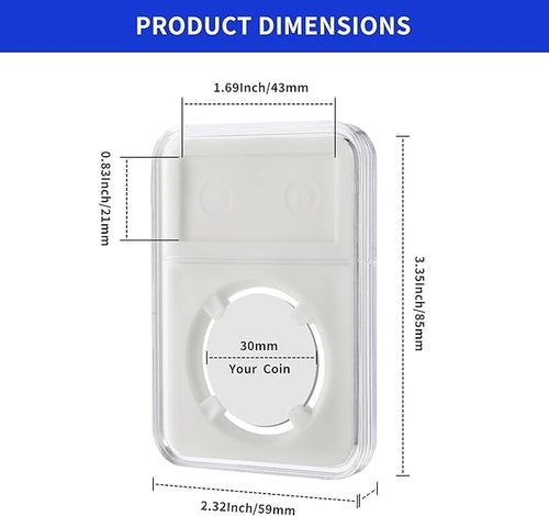 10-Pack Silver Dollar Coin Holder, 30mm Collection Holder, Clear Acrylic Slab Protectors and Display Case for Morgan, Peace, IKE Silver, Four-Point Fixation Capsules