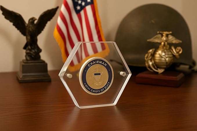 Premium Military Challenge Coin Display Capsule, Hexagonal Acrylic Case with Magnetic Closure, Clear