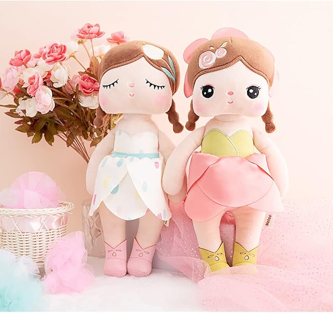 MeToo Princess Doll - 13" Soft Plush Angela Doll, Cute Flower Fairy, Non-Toxic PP Cotton, Tulips