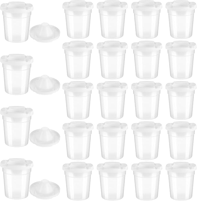 24 Packs No Spill Paint Cups with Lids for Painting Activities Reusable Spill Proof Paint Cups for Home Arts Crafts Supplies