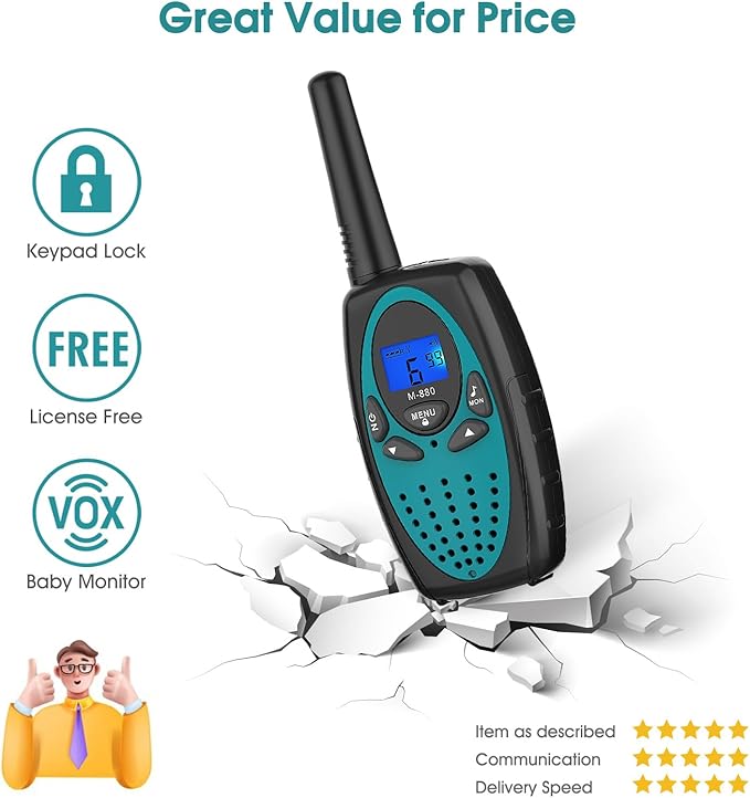 Walkie Talkies Long Range, M880 Two Way Radio for Adults with Mic LCD Screen/Resistance Wakie-Talkies with Noise Cancelling for Men Women Outdoor Adventures Cruise Ship (Blue and Violet)
