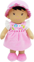 June Garden 12" Soft Dolly Malorie - Stuffed Soft Baby Doll Gift for 1 2 3 Year Old Girls - Pink Dress