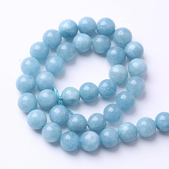 12MM 32PCS Blue Aquamarine Jade Loose Beads for Jewelry Making DIY Bracelet