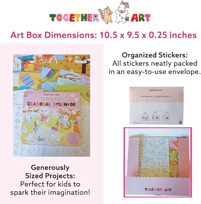 Seasonal Splendor Art Kit – DIY Sticker Coloring Craft Kit for Kids | Color Your Own Stickers & Create Your Story | Coloring Sticker Sheets & Art Activity Gift | Fun & Educational Craft