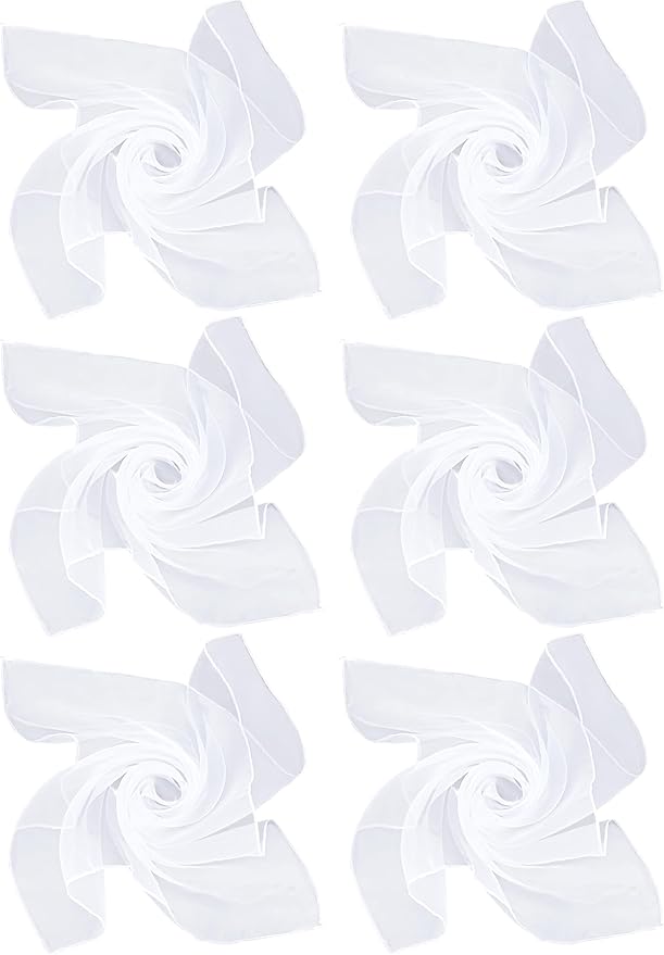 Boao 6 Pieces Chiffon Scarf 1950s Square Neck Head Scarfs Vintage Soft Polyester for Women Lady