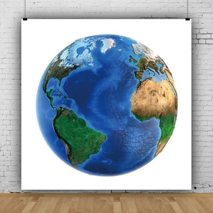 AOFOTO Blue Earth Seen Round Backdrop Space View Earth Photography Background Cover Earth Day Banner Earth Day Photo Backdrop Kids Astronaut Party Baby Shower Boys Girls Photo Booth Prop 5x5ft