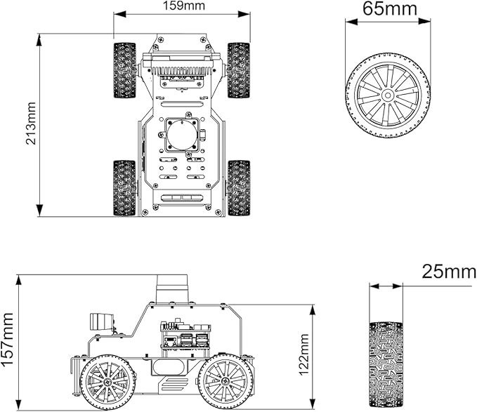 Robot Car for Raspberry Pi 5 ROS2 Humble Ubuntu Programmable AI Vision Smart Robot Kit, Lidar SLAM Mapping Navigation Path Planning Autonomous Driving Ackermann Chassis, MentorPi A1 with RPi 5 8GB