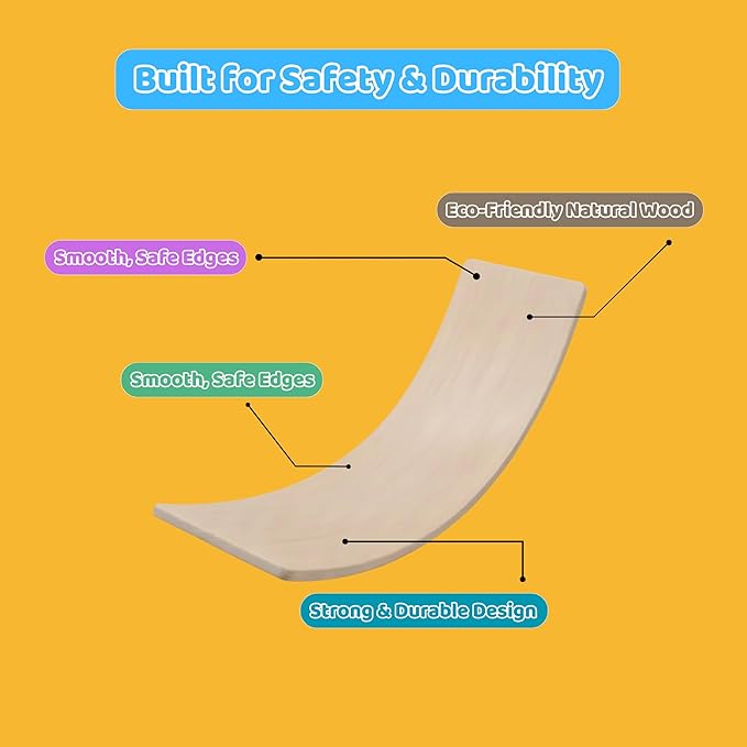 Wooden Wobble Balance Board - 37'' Natural Wobble Board, Montessori Open-Ended Toy, Waldorf Learning & Core Strength Exercise