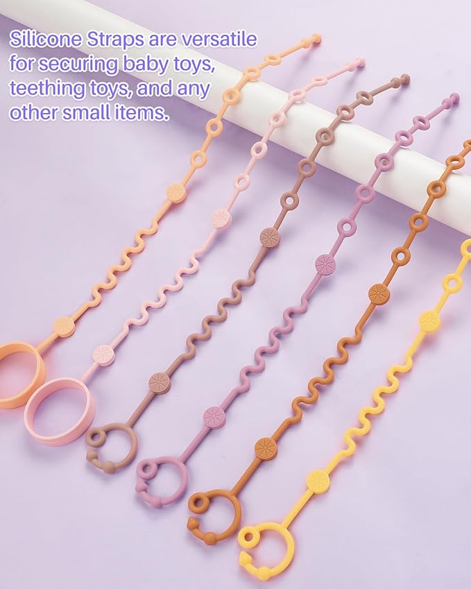 3pcs Adjustable Toy Strap Holder - Silicone Baby Tether Pacifier Clip - Travel Essential Leash for Stroller, High Chair, Car Seat