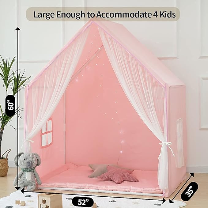 Kids Play Tent for Girl, Kids Tent Indoor, Playhouse for Kid, Princess Castle Play Cottage Pink