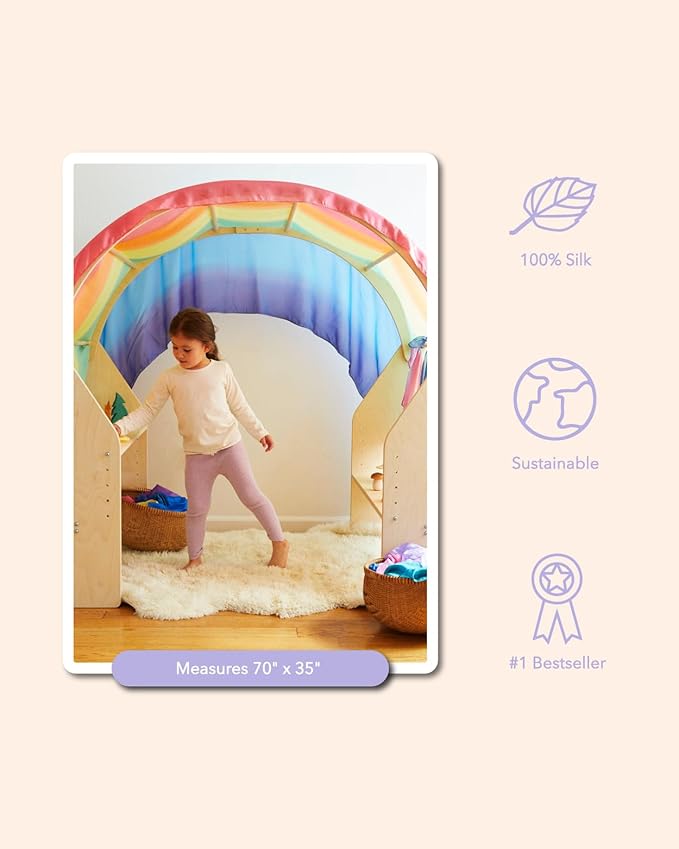 Sarah's Silks Giant Playsilk | 100% Silk Toy for Toddlers | Bright Colored Large Scarves for Fort Building and Pretend Play - Rainbow