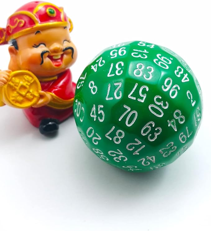 Bescon Polyhedral Dice 100 Sides Dice, D100 die,100 Sided Cube, D100 Game Dice, 100-Sided Cube of Green Color
