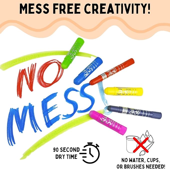 Kwik Stix Solid Tempera Paint Sticks, 12 Colors, Washable Paint Sticks for Kids, Super Quick Drying, Non-Toxic, Allergen Free, Comes in Classic Rainbow Colors, Ideal for Kids and Toddlers