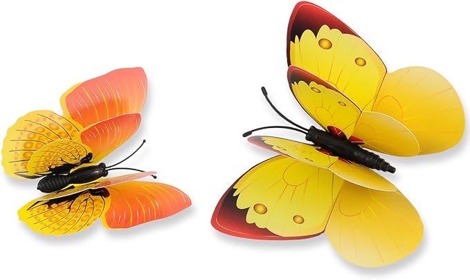 Mixed of 12PCS 3D Pink Butterfly Wall Stickers Decor Art Decorations¡­ (Yellow)