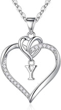 STORUP Heart Initial Necklaces for Women Girls, 14K Gold Plated Cubic Zirconia Heart Initial A-Z Pendant Necklace Dainty Heart Necklaces for Women Teen Girl Jewelry Birthday Gifts