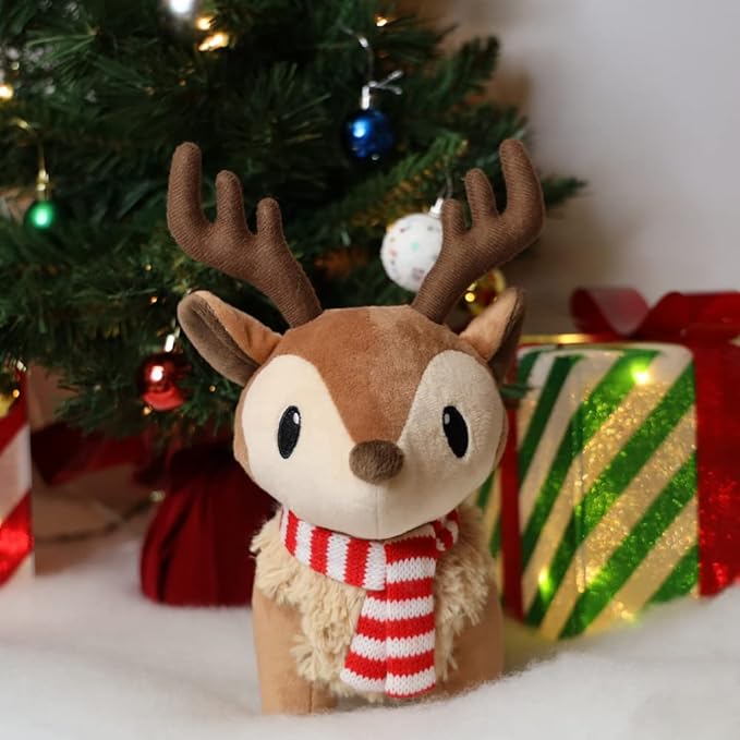 Plush Reindeer Stuffed Animal - Holiday Deer Characters with Antlers Toy - Christmas Decor Animals - Medium Plushie Toys - Ralphie, 14"