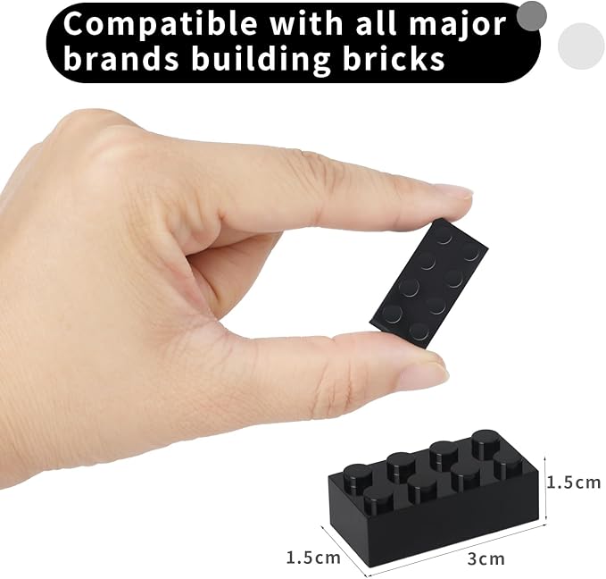 Building Bricks 121 Pieces 2x4 Black Color Building Block,Compatible with Lego Classic,Creative Building Block Toys for Kids