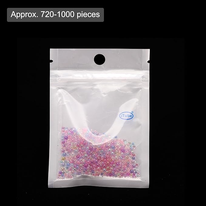 Iridescent Glass Tiny Bubble Beads, 0.4-3mm 10g No Hole Micro Mini Round Pastel Color Water Droplets Beads - Applications: for Resin Filler, Nail Art, Dollhouse Bath Tub