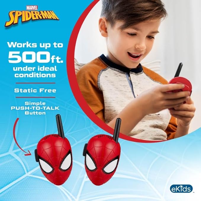 eKids Spiderman Walkie Talkies for Kids, Indoor and Outdoor Toys Designed for Fans of Spiderman Toys