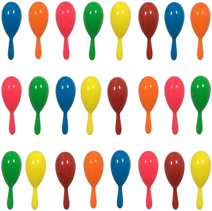 48pcs Mini Maracas for Kids Mexican Fiesta Party Favors Plastic Maraca Shakers Noisemaker for Cinco de Mayo Day of the Dead Fiesta Mexican Themed Birthday Christmas Party Supplies Favors Kids Gifts
