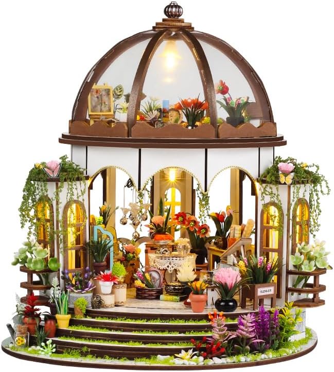 DIY Miniature House Kit, Mini House Building Kit, DIY Book Nook Kit, Tiny Model House for Adults to Build, Beginner 3D Wooden Book Nook, for Family Friends (Hanging Gardens)