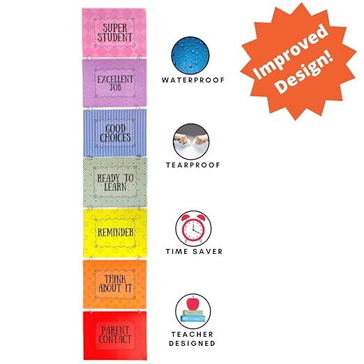 Behavior Chart for Kids, Full Sized Wall Hanging Behavior Clip Chart, Classroom and Household Behavior Management Tool, Completely Customizable, Teaching Supplies Suitable for School, Home or Daycare