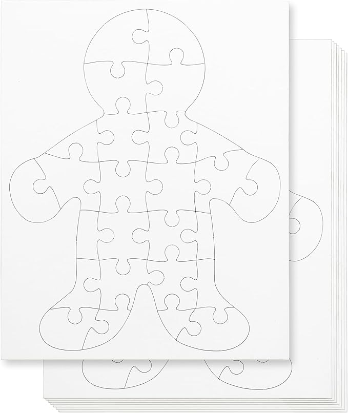Hygloss 8 Blank Person-Shaped Puzzles with Envelopes – 8.5 x 10.5 Inches – Ideal for All-About-Me Activities – Write, Draw, and Decorate – 26 Pieces Each