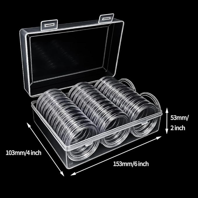 50 PCS 41mm Clear Plastic Coin Capsules with Coin Holder Case, Airtight Coin Holders, Coin Storage Containers, Coin Supplies Plastic Holders, Coin Protectors