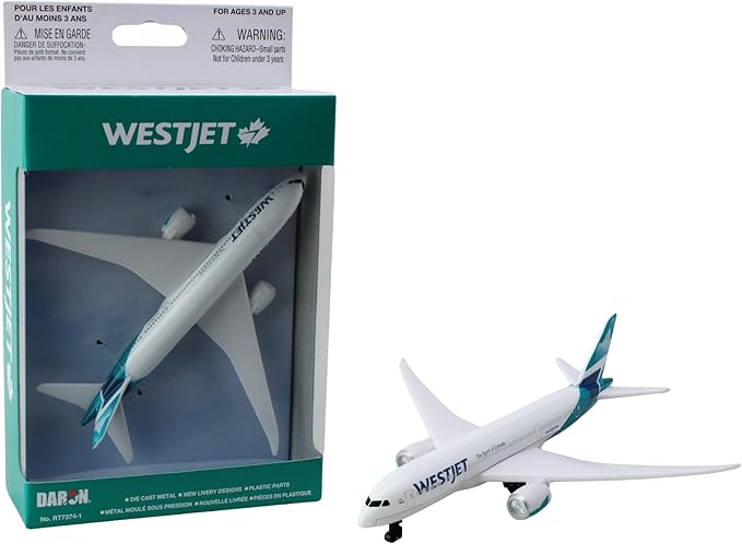 Daron Toy Airplane – WestJet Airlines – Die-Cast Metal Model Airplane Toy with Plastic Parts for Kids Ages 3+