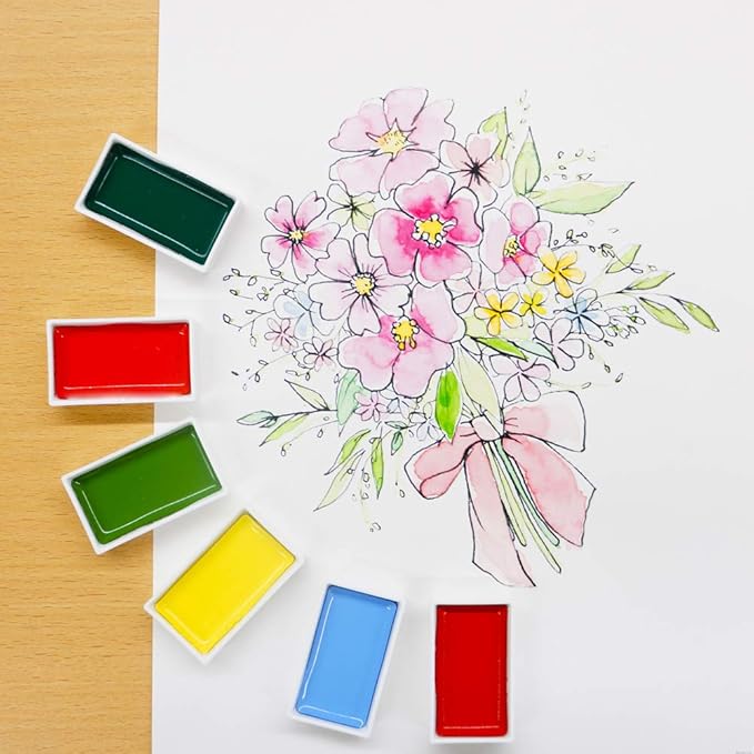 Kuretake GANSAI TAMBI Watercolor Paint Set 24 Colors, Professional-quality art supplies for artists adult painting aketching, Non-Toxic, Made in Japan