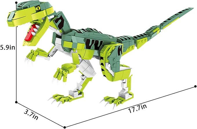 SIENON Creator Velociraptor Dinosaur Building Toy Set, Dinosaur Park World Dominion Raptor Model Toy Building with Movable Jaw, Neck and Joints, 16.3” Dinosaur Toys for Kids 6-14 Years Old (533 Pcs)