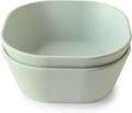 mushie Square Dinnerware Bowls for Kids | Made in Denmark, Set of 2 (Sage)