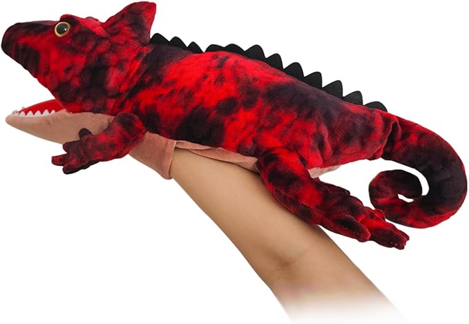 Puppets Hand Puppet Lizard Puppet,Large Puppets with Movable Mouth Puppet Role Play Story Animal,Soft Stuffed Animal Hand Puppets for Kids Ages 1-3
