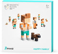 PIXIO Happy Family - Magnetic Building Blocks for Kids Over 6 Years, Pixel Art, STEM Magnet Toys for Kids Ages 8-12, Portable Magnetic Blocks for Creativity - 162 pcs