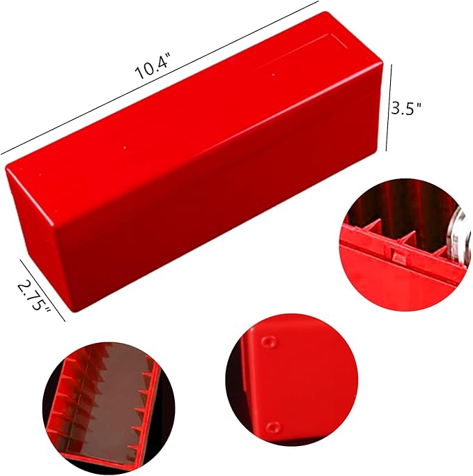 MUDOR Plastic Coin Slab Storage Box, 20 Slab Capacity, Compatible with NGC, PCGS, PMG Coin Holders, RED, 1pcs