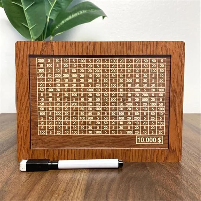 Wooden Coin Bank Money Saving Box, Cash Vault Wooden Savings Box, Wooden Digital Piggy Bank with Counting Target, Money Vault Savings for Boys and Girls (2000 Savings Challenge Box)